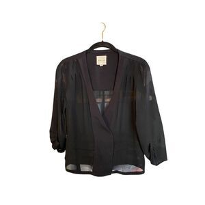 Silence + noise, women’s black, sheer double breasted, jacket, size small